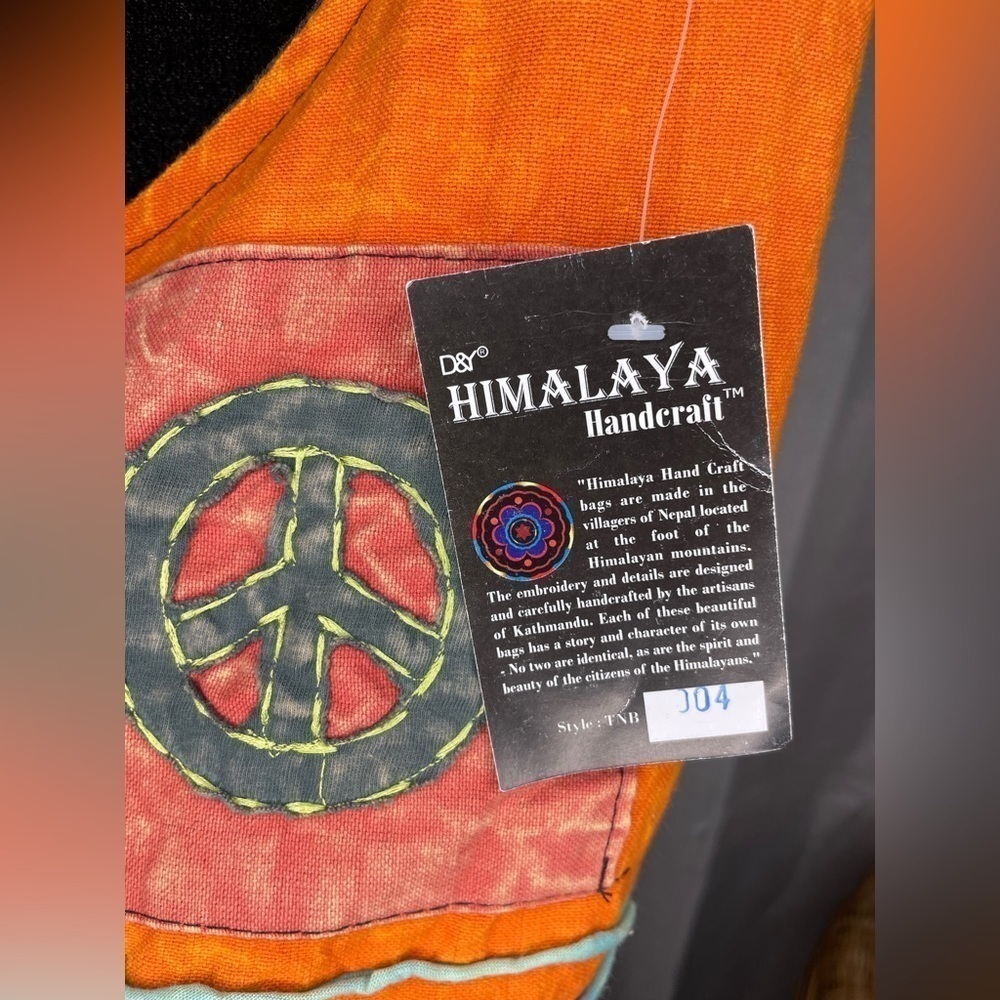 Himalayan Medium Size Crossbody Cloth Bag - Orange - Picture 3 of 9